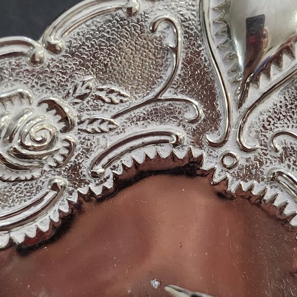 Vintage Silver-Plated Nut Bowl Embossed Floral Ornate Shallow Bowl With Feet - Picture 2 of 10